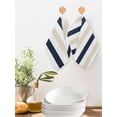 thumbnail image 2 of Beige Navy Blue Striped Kitchen Dish Towels for Drying Dishes Set of 2, Farmhouse Stripe Art Waffle Weave Microfiber Hand Tea Bathroom Towels Quick Dry & Absorbent Towel 12x12, 2 of 7