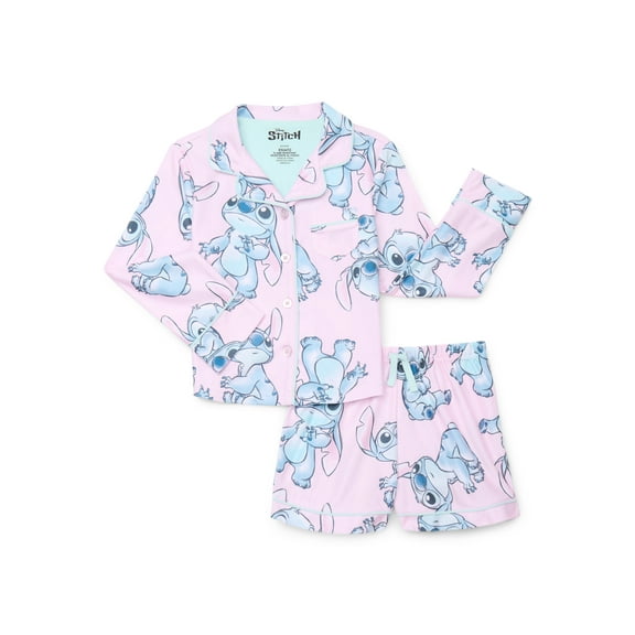 Disney Lilo and Stitch Girls Long Sleeve Coat and Shorts Pajama Set, 2-Piece, Sizes 4-16