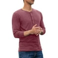 thumbnail image 3 of JWD Mens Henley Long Sleeve T-Shirt Cotton Casual Shirt US X-Large VG Red, 3 of 4