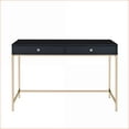 thumbnail image 6 of Desks, Contemporary Black High Gloss Writing Desk with 2 Drawers | Gold Metal Base | Black, Synthetic Wood, 6 of 8