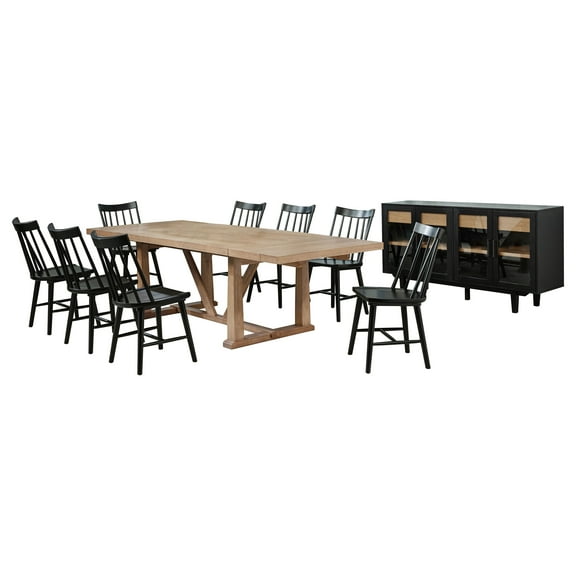 Middleton 10-piece Extension Leaf Dining Set Natural and Black