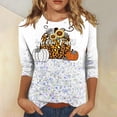 thumbnail image 2 of Odeerbi Halloween Vintage Pumpkin Shirts for Women Retro Graphic Blouse Fashion Printing Loose T-shirt Three Quarter Sleeve Round Neck Casual Tops White, 2 of 5