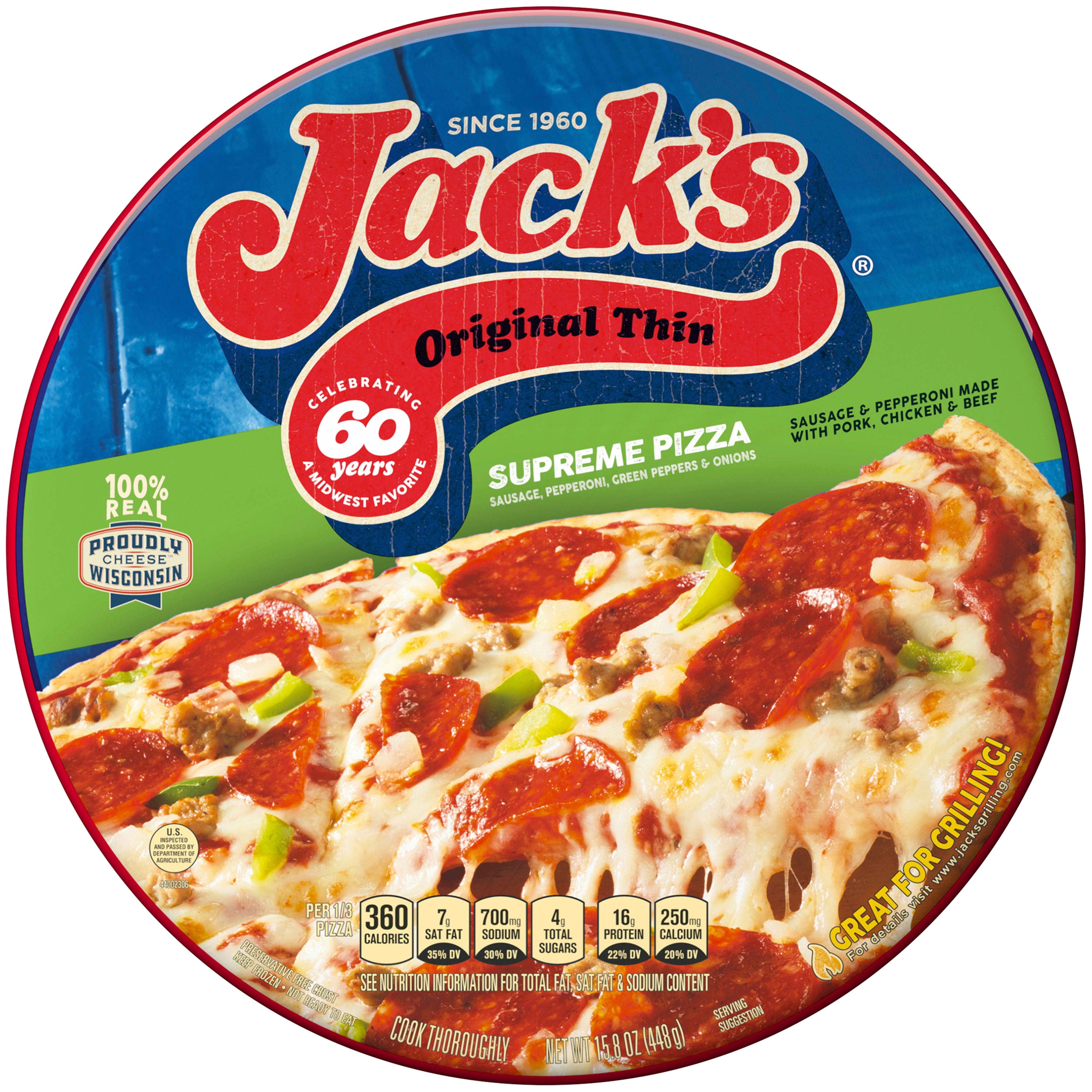 Jack S Original Thin Crust Supreme Frozen Pizza 15 8 Oz Walmart Com