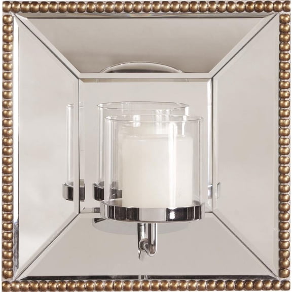 HOWARD ELLIOTT LYDIA Candleholder Candlestick Beaded Frame Square Clear Glass