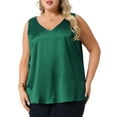 thumbnail image 2 of DARING DIVA Women's Plus Silk Satin Tank Top V Neck Cami Blouse 4X Dark Green, 2 of 6