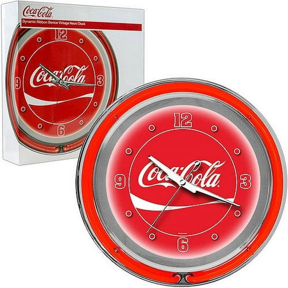 Coca-Cola Neon Clock, Dynamic Ribbon, 2 Neon Rings