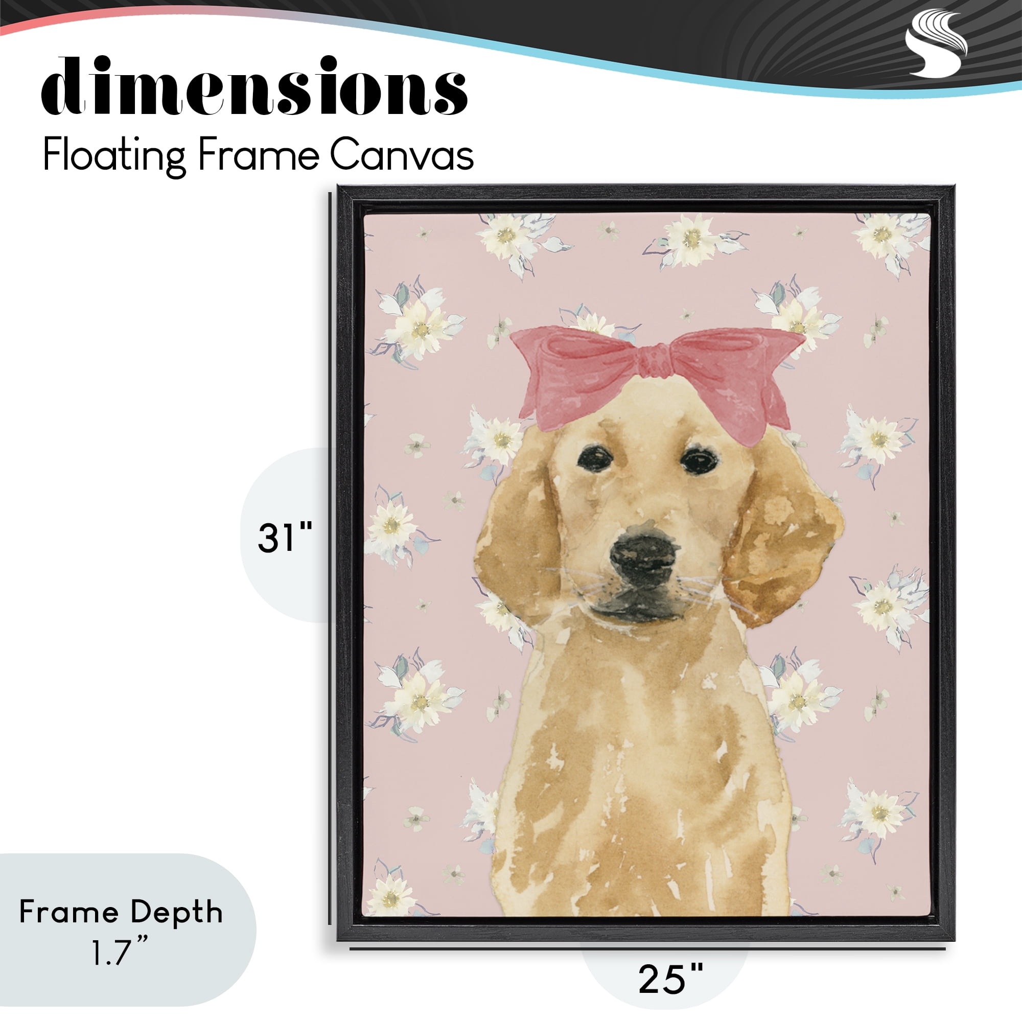 Stupell Industries Picture Ready Retriever Black Framed Floater Canvas Wall Art, design by Lucille Price