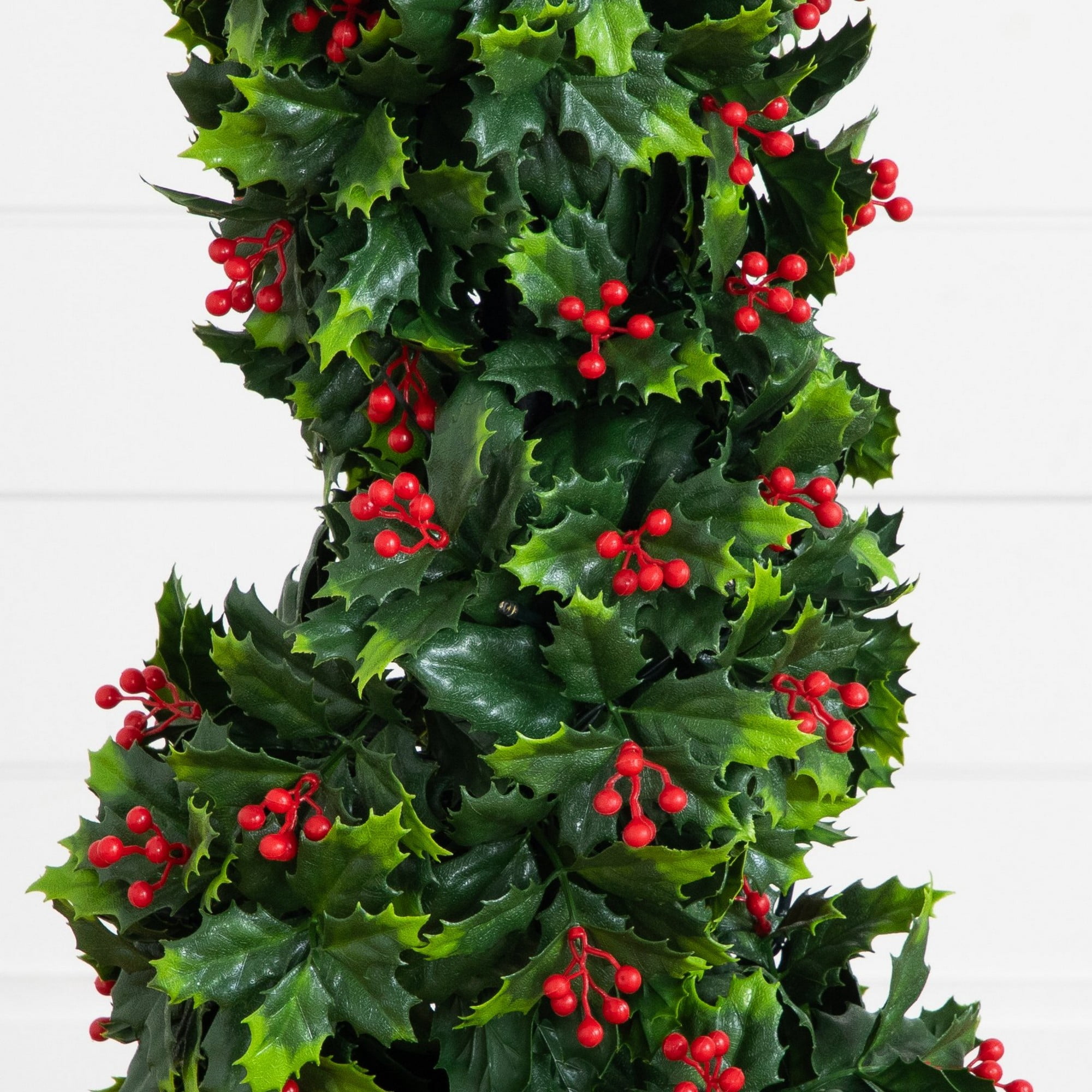 3ft. UV Resistant Pre-Lit Artificial Holly Berry Christmas Spiral Tree with 36 LED Lights (Indoor/Outdoor)