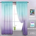 thumbnail image 4 of Pink Sheer Curtains 2 Panels, Light Blue Sheer, 84X52 In, Sheer Curtain Panels, Gradient Teal Purple, Rod Pocket, Window Treatments, Blue Bedroom Decor, 4 of 8