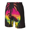 thumbnail image 4 of Balery Flamingo And Palm Trees At Sunset Traje de Baño Estilo Hawaiano para Hombre, Shorts de Secado Rápido con Bolsillos-Medium, 4 of 6