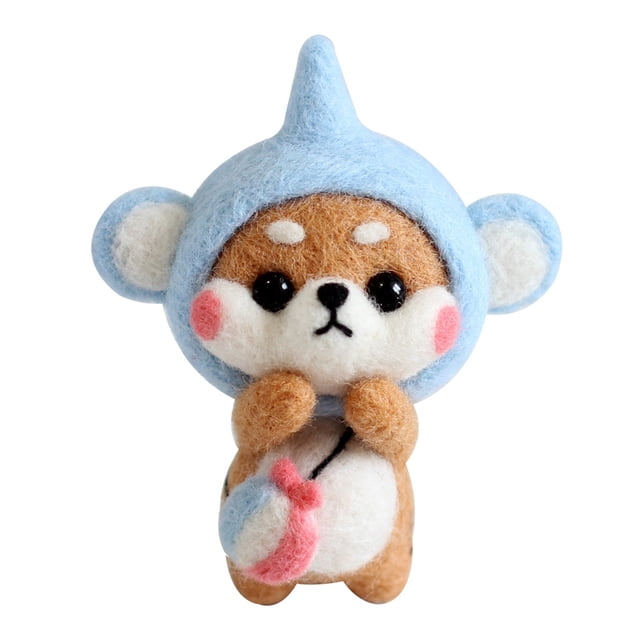 EQWLJWE Handmade Plush Cute Cat Pattern Handmade DIY Poke Wool Felts Material Production Package