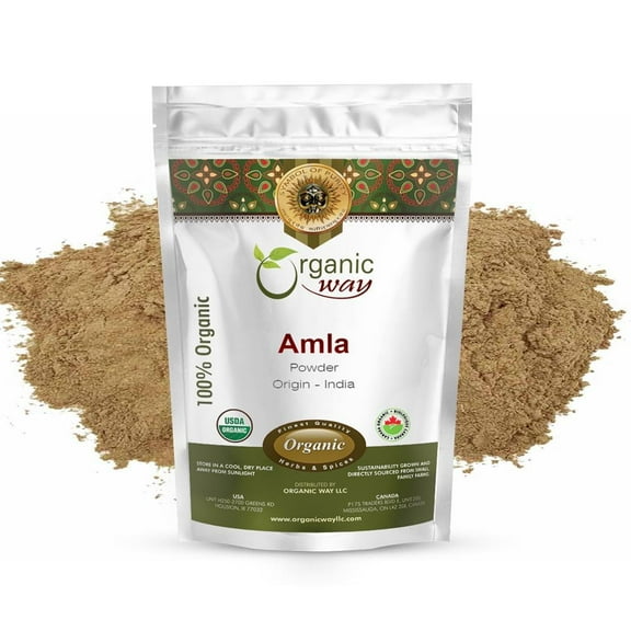 Organic Way Amla/Indian Gooseberry Powder (Phyllanthus emblica) - Organic & Kosher Certified | Raw, Vegan, Non GMO & Gluten Free | USDA Certified | Origin - India (1/2LBS / 8Oz)