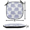 thumbnail image 4 of Pig Chair Seating Cushion Set of 4, Pattern of Cartoon Farm Animal, Seat Pads for Office with Anti-slip Backing, 16"x16", Lavender Blue White, by Ambesonne, 4 of 7