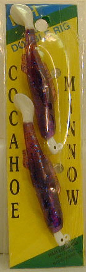 H&H 3" Cocahoe Minnow Double Rigs Fishing Lure, Purple & Blue Glitter with White Tail
