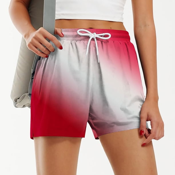 Puntoco Pantalones cortos de salón para mujer Pantalones cortos casuales estampados sin estiramiento de cintura alta a la moda para mujer