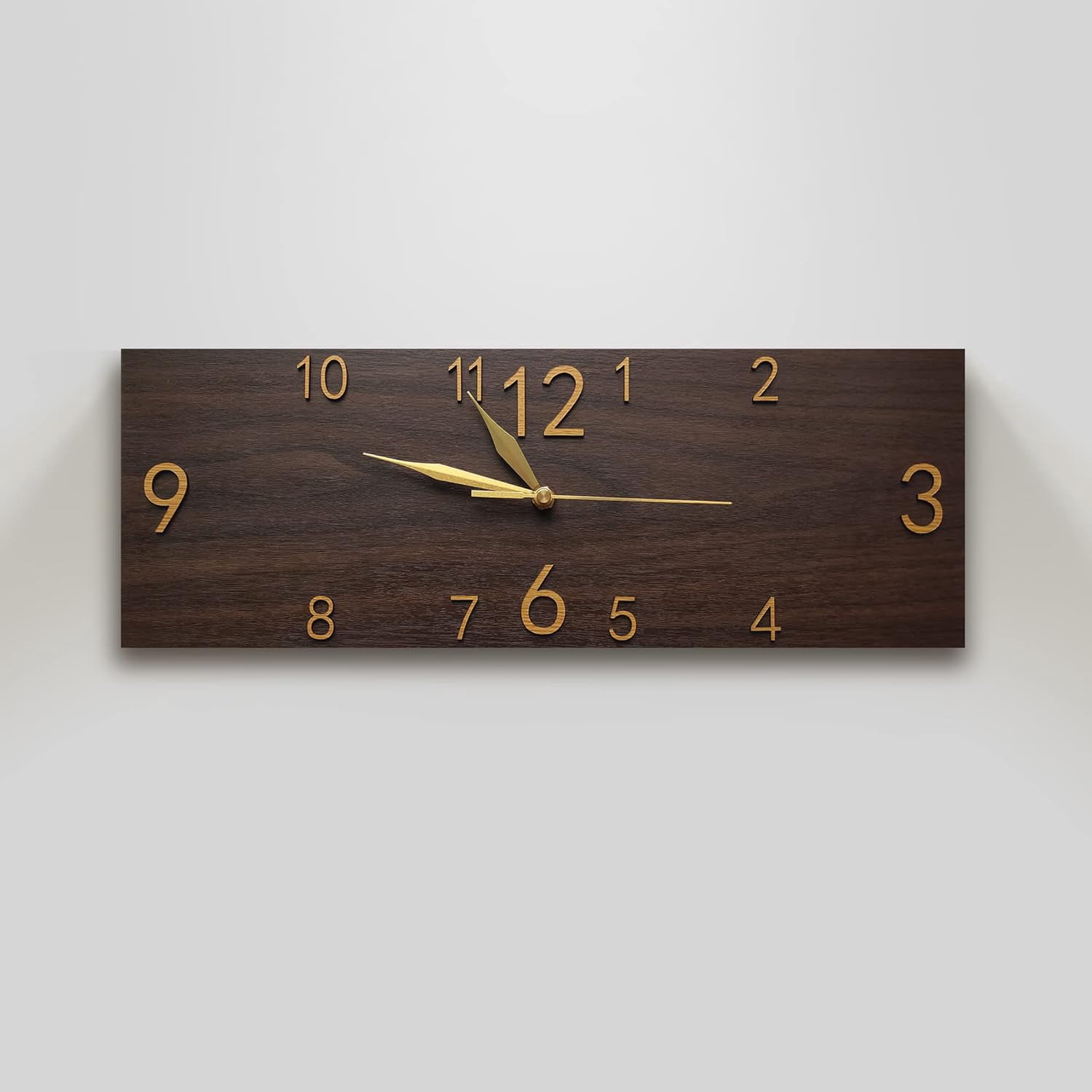 Rustic Wall Clock Silent Non-Ticking, Frameless Art Wall Clocks Farmhouse Wall Décor，Rectangle Handmade Clocks Decorative for Home Living Room Kitchen Office, Battery Operated