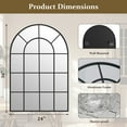 thumbnail image 2 of BEAUTYPEAK 36" x 24" Arched Windowpane Mirror Decor Wall Mirror, Black, 2 of 8