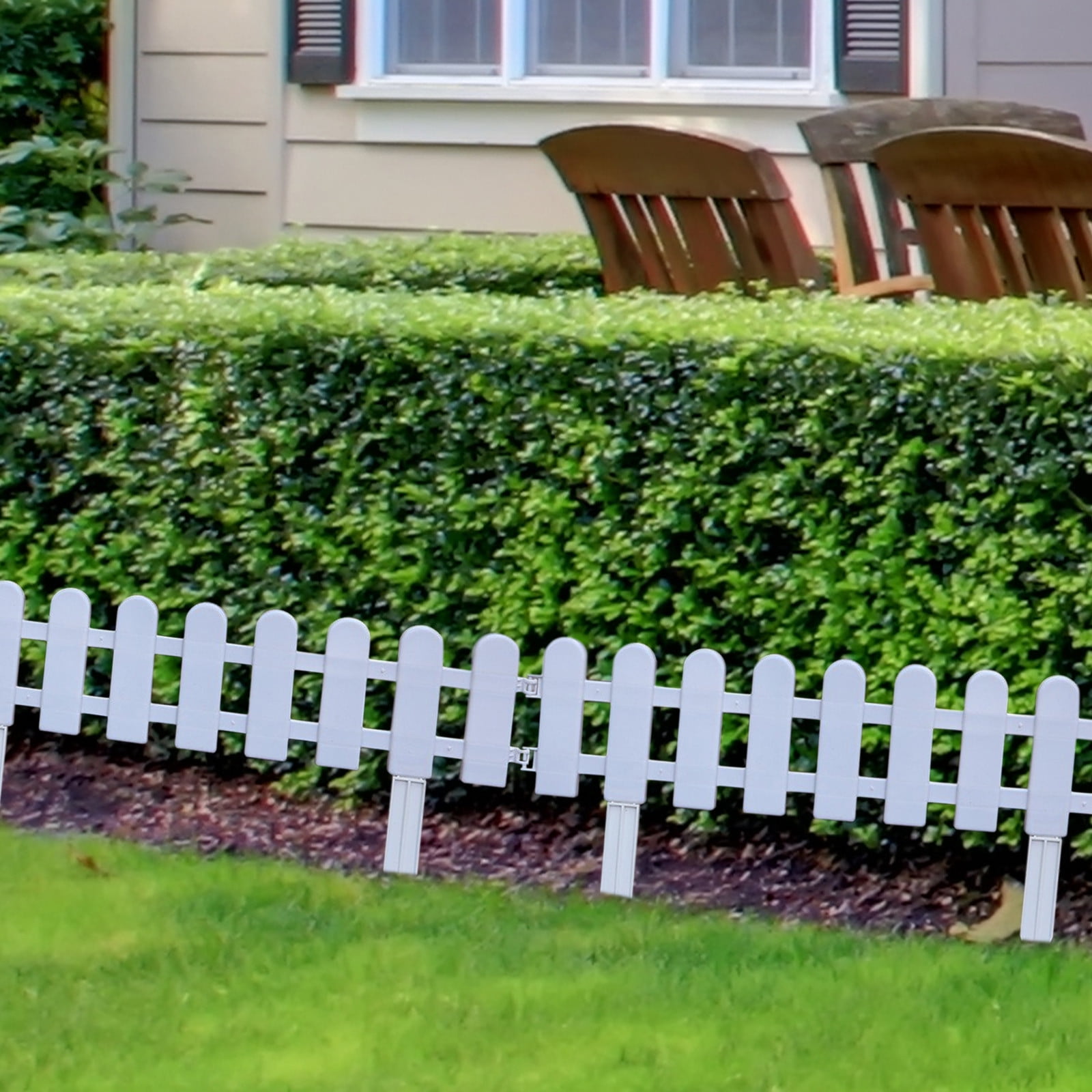 Plastic White Fence Decorative Garden Hedge Patio Border Outdoor Lawn Edging(A)