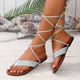 thumbnail image 2 of Mepaouo Women's Lace up Gladiator Sandals Criss Cross Strappy Flip Flops Tie up Summer Flat Shoes, 2 of 6