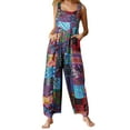 thumbnail image 2 of Musuos Women Summer Vintage Overalls, Multicolor Ethnic Style Square Neck Sleeveless Casual Jumpsuit with Pockets, S-5XL, 2 of 9