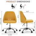 thumbnail image 2 of Casabay Armless Office Chair, Extra Cushion Padded Compact Upholstered Desk Chair with Back Support, Rolling Swivel Vanity Chair for Home Office, Yellow, 2 of 8