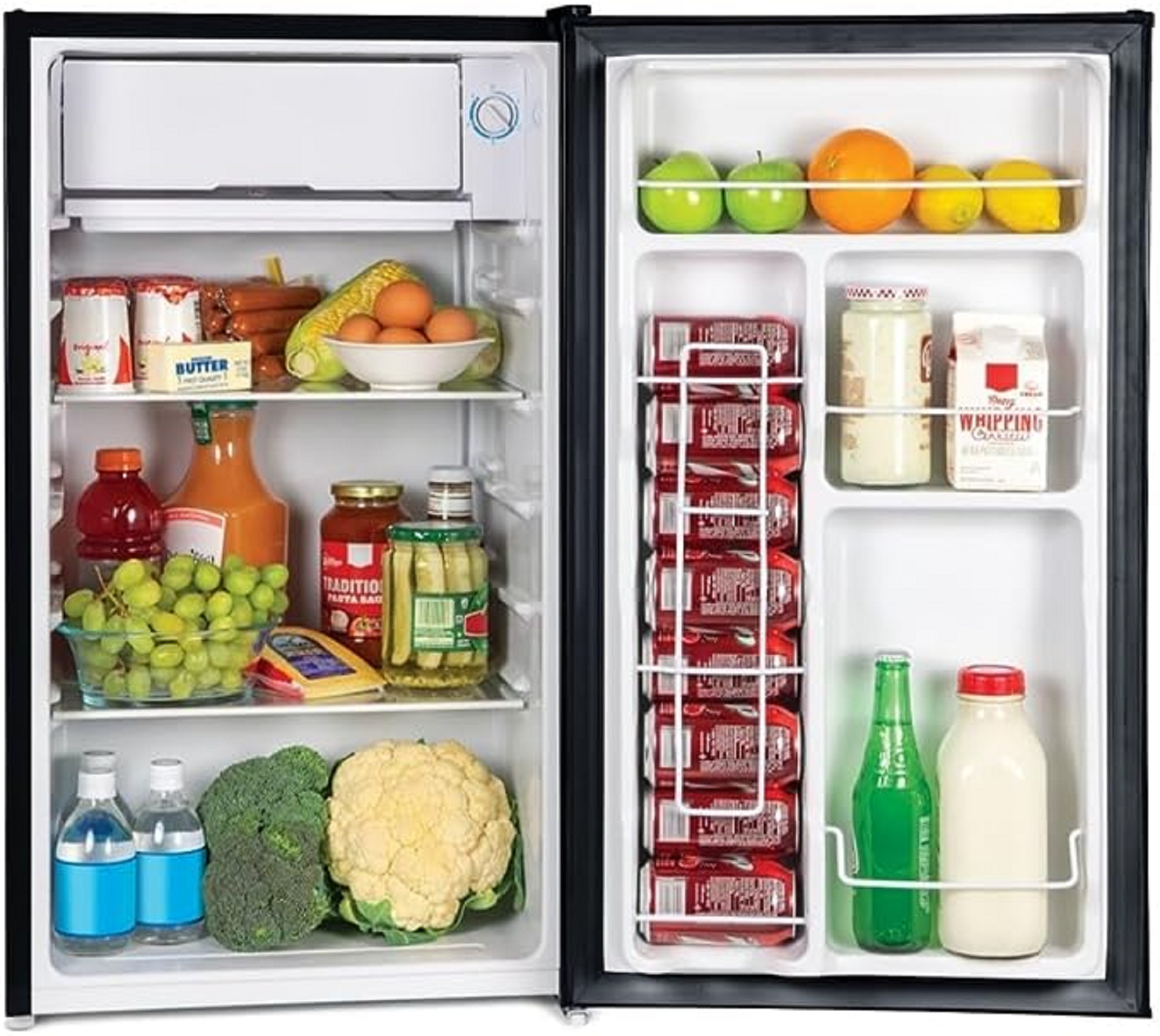 Igloo 3.2 cu ft Mini Refrigerator, Single Door Mini Fridge With Freezer with 8-Can Dispenser, Black