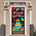 thumbnail image 5 of Colorful Birthday Themed Backdrop Banner with Cake Balloons and Stars Happy Birthday Party Supplies Photography Props Decorations Birthday Decoration, 5 of 7