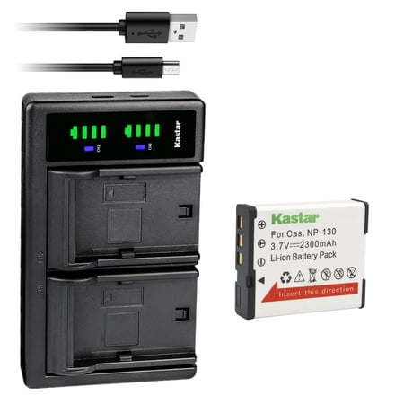 Kastar 1-Pack Battery and LTD2 USB Charger Compatible with Casio Exilim EX-10 Exilim EX-100 Exilim EX-H30 EX-H30BK Exilim EX-H35 Exilim EX-FC300 EX-FC300S Exilim EX-FC400 EX-FC400S Cameras