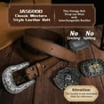 thumbnail image 4 of Western Leather Belt Strap for Men without Buckle Engraved Embossed Cowboy Leather Belt Strap 1.5 inch Wide, 4 of 8