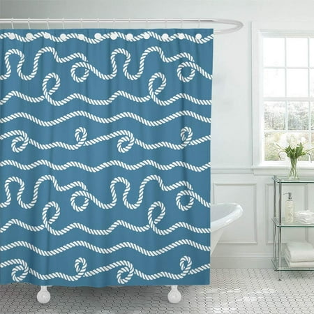 Knit Rose Pattern - PKNMT Border Nautical Rope Knot Pattern Marine Loop Sailor Braided Cable Cord Cordage Bathroom Shower Curtains 60x72 inch