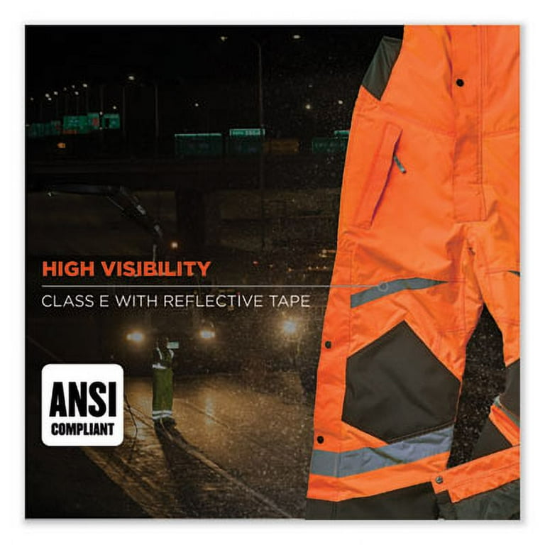 GloWear 8928 Class E Hi-Vis Insulated Bibs, Large, Orange, Ships in 1-3 Business Days