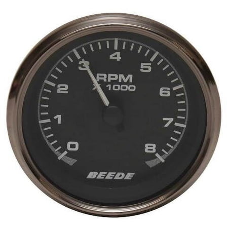 Beede Boat Tachometer Gauge 154384 | 8000 RPM 3 1/4 Inch Silver Black