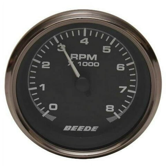 Beede Boat Tachometer Gauge 154384 | 8000 RPM 3 1/4 Inch Silver Black