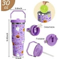 thumbnail image 3 of 30oz Halloween Tumbler With Handle,Halloween Gifts for kids,Ghost Bat Tumbler With Lid and Straw Stainless Steel Insulated Tumblers Puple halloween Travel Cup Cute Halloween Coffee Mug for Women, 3 of 6