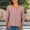 Pink, variant on CheerKidz Women Casual Solid Color Round Neck Buckle Detail Pullover Tops Three Quarter Sleeve Loose Fit Sweatshirt Spring Summer Comfortable Everyday Wear Fashion Basic T Shirt(White,S)