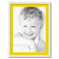 ArtToFrames 24x32" Matted Picture Frame with 20x28" Single Mat Photo Opening Framed in 1.25" Satin White Frame and 2" Canary Mat (FWM-3966-24x32)