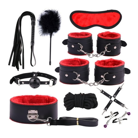 

JNANEEI 10 Pcs/Set Funny Sex Toy -Feather for Cross Buckle Gang Ball for Play Fluffy Collar Set Kit for Co