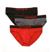 Men's Papi 980403 Essentials Cotton Stretch Low Rise Briefs - 3 Pack (Red/Black/Grey S)
