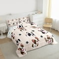thumbnail image 3 of Manfei Cute Puppy Dog Queen Comforter Set,Cartoon Pet Footprint Bedding Sets,Black Brown Bedding Comforter Set For Boys Kids,Breathable Home Decor Reversible,3pcs, 3 of 8