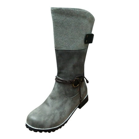 

HGWXX7 Knee High Boots Women Fashion Buckle High Heel Winter Warm Snow Boots Shoe Fall Shoes