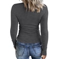 thumbnail image 2 of Women Casual Long Sleeve Tunic V-Neck Slim Fit T Shirts Basic Tee Tops Crew Neck Ribbed Knit Solid Shirt, 2 of 3