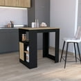 thumbnail image 2 of Stirling Kitchen Island with 1-Door Cabinet Push to open System and Side Shelves Black - Natural Oak, 2 of 8