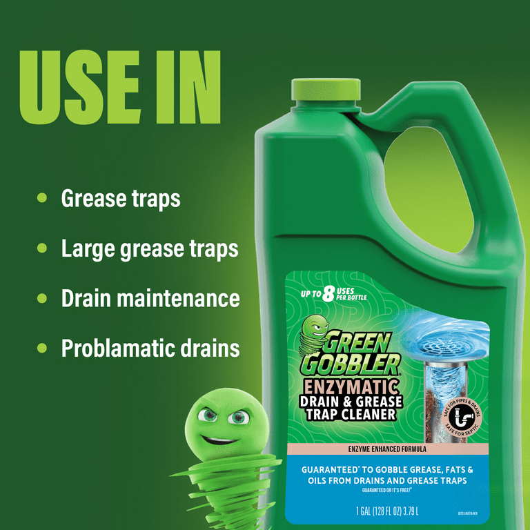 Green Gobbler Enzyme Drain Cleaner, Safe for Septic Tanks, 128