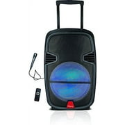 Ridgeway QS-3715BR Professional 3600 mAh Battery Rechargeable Outdoor Portable PA Wireless Bluetooth Speaker with FM Radio AUX LED Light P.M.P.O 3000W