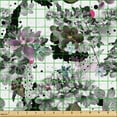 thumbnail image 2 of Ambesonne Floral Fabric by the Yard Upholstery, Magnolia Flowers Dots Leaves, 2 Yards, Grey Brown and Pale Purple, 2 of 5