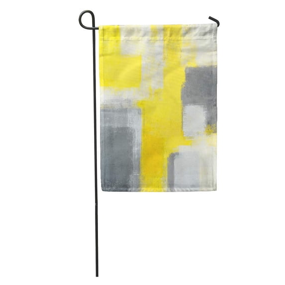 SIDONKU Contemporary Grey and Yellow Abstract Painting Gallery Home Interior Lines Garden Flag Decorative Flag House Banner 12x18 inch