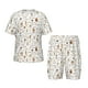 thumbnail image 1 of Fotbe Coffee Pijama Estampada de 2 Piezas para Niños – Ropa de Dormir de Manga Corta Cómoda para Niños y Niñas, Camiseta y Shorts de Algodón-Small, 1 of 6