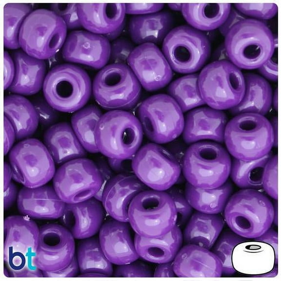 BeadTin Plum Purple Neon Bright 11mm Large Barrel Pony Beads (250pcs)