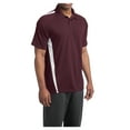 thumbnail image 4 of Yellow Rooster Mens PosiCharge Micro-Mesh Colorblock Polo Maroon/ White S, 4 of 8