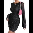 thumbnail image 3 of Vestido Mini de Lentejuelas Y2k para Mujer, de , con Mangas Largas y Espalda Descubierta. Negro L, 3 of 9